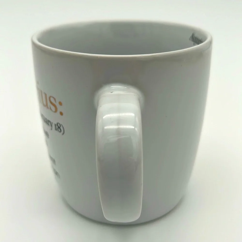 Aquarius Zodiac Cup Mug - White Ceramic with Black and Gold Lettering - Picture 5 of 9